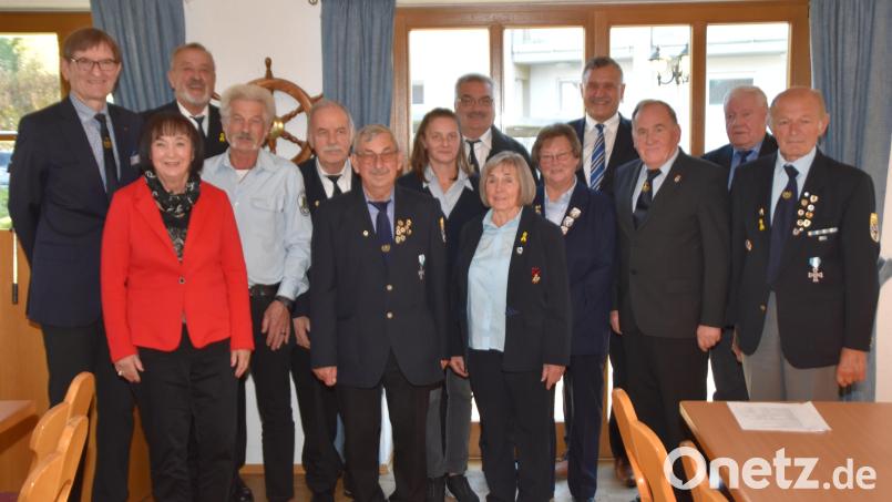 So sieht die neue Führung des BSB-Kreisverbands Weiden mit den Ehrengästen bei der Jahreshauptversammlung aus. Neuer Vorsitzender ist Josef Lang (vorne Mitte). Bild: hcz