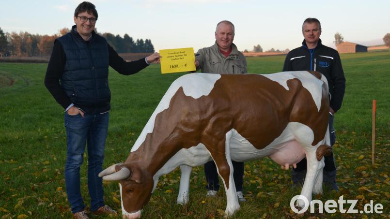 Martin und Manfred Bäumler (von rechts) übergaben die Spende von 1600 Euro an Koordinator Uli Münchmeier (links) für den an Krebs erkrankten Stefan Reil. Das Geld soll der Familie zugute kommen, so der Wunsch der Spender. Bild: dob