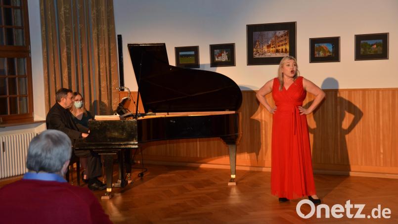 Sopranistin Tamara-Raphaela Hirschmann entführte die gut 40 Zuhörer im großen Rathaussaal in die Welt der wunderschönen Operetten. Peter Pollinger begleitete sie am Flügel. Bild: dob