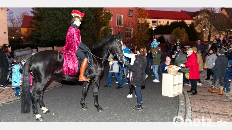 Das Pferd mit Reiter war ein Hingucker beim Martinsumzug der städtischen Kinderkrippe. Bild: njn