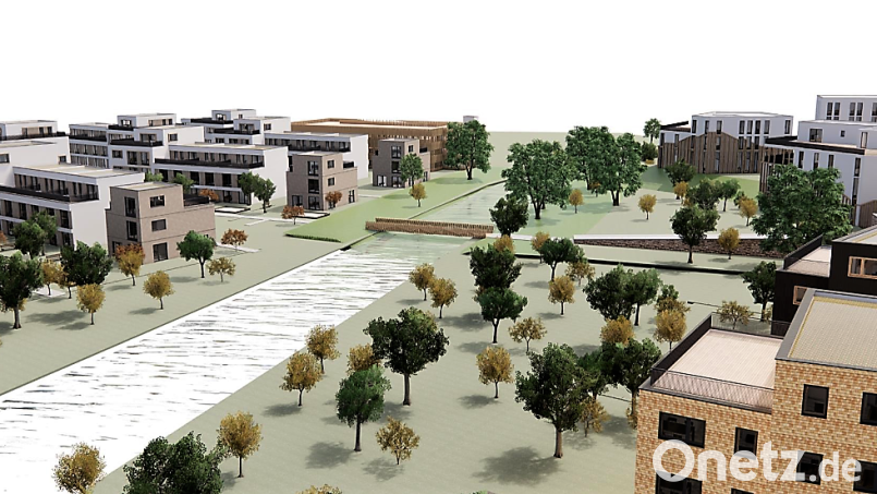Die Ziegler Group präsentierte am Dienstagabend eine optische Projektion des neuen Stadtteils in Kemnath. Bild: Ziegler Group/exb