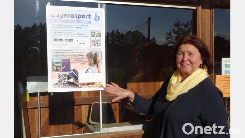 Edith König wirbt per Plakat bereits für die nächste Aktion E-Paper des Organs Bayernsport. Bild: ak