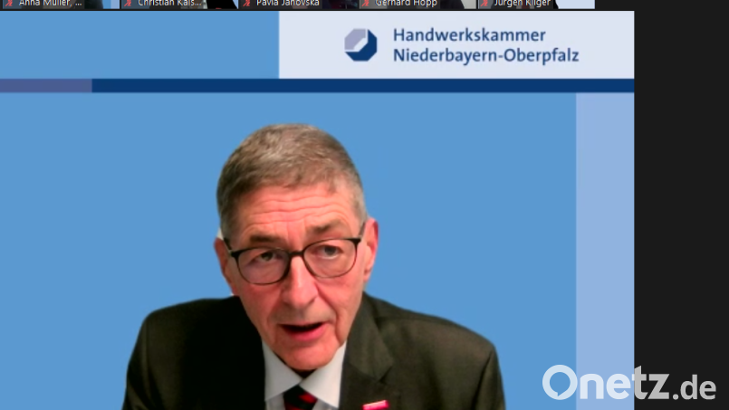 Handwerkskammer-Präsident Georg Haber begrüßte die Teilnehmer an den Marienbader Gesprächen, die im Online-Format abgehalten wurden. Screenshot: gib