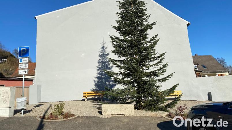 Der Christbaum steht. Zwei Buden wird es in seinem Umfeld aber nicht geben. Bild: Wilhelm Amann