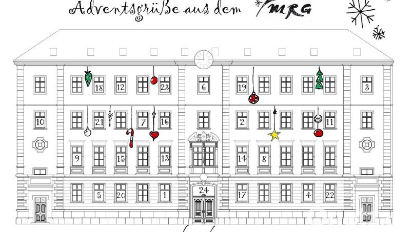 So sieht der Adventskalender auf der Homepage des Max-Reger-Gymnasiums Amberg aus. Bild: Max-Reger-Gymnasium/exb