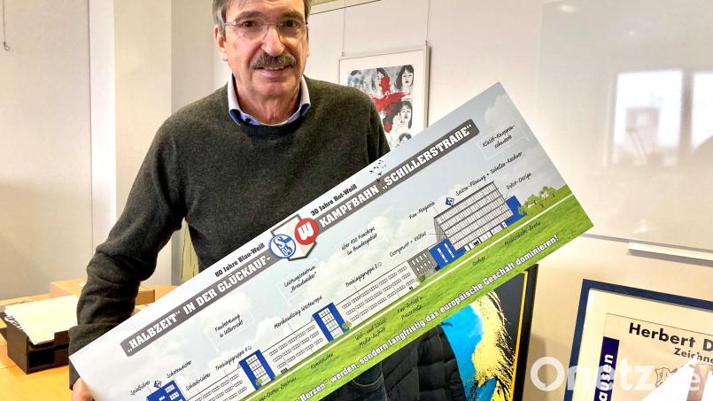 Wolfgang Jess in seinem fast ausgeräumten Büro. Das Bild des Witt-Gebäudes im Schalke-Style, das er mal geschenkt bekam, nimmt der scheidende CEO und glühende Schalke-Fan mit nach Hause. Bild: jut