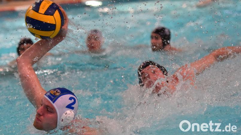 Nikolaj Neumann (links) und die Weidener Wasserballerfeierten den zweiten Saisonsieg. Archivbild: af