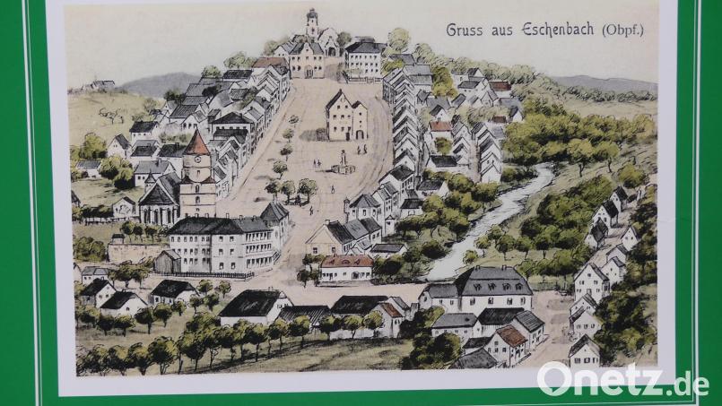 Vor hundert Jahren hatte sich Eschenbach noch nicht weit über seine Stadtmauer hinaus entwickelt. Bild: rn