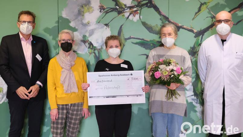 Die ersten 3000 Euro für das neue Paten-Modell sind gesichert (von links): Dr. Harald Hollnberger, Brigitta Schöner (Förderverein Familiengesundheit), Annika Wawersig (Koordinatorin der Integrativen Onkologie), Dr. Ute Schäpe und Dr. Thomas Papathemelis. Bild: Klinikum/Dietl/exb