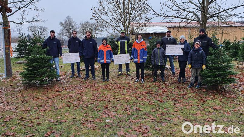 Marcel Jäger, Dominik Friedl, Max Prem, Leonie Kraus, Manuel Kraus, Korbinian Geitner, Felix Zeitler, Peter Böhm, Leo Dobmeier, Roxander Rasoulkhani und Sandro Zeitler (von links) zeigt das Bild bei der Übergabe. Bild: Thomas Käsbauer/exb