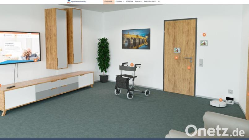 Auf der Internetseite der digitalen Wohnberatung gibt es einen virtuellen Rundgang durch die Musterwohnung des Landkreises Tirschenreuth. Screenshot: Digitale Wohnberatung Bayern