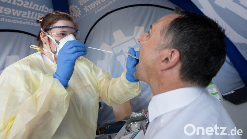 Die Ergebnisse der Analysen nach einem Corona-Rachenabstrich fließen in die 7-Tage-Inzidenz ein. In Weiden und dem Landkreis Neustadt zeigt die Kurve wieder nach oben. Symbolbild: Marijan Murat/dpa