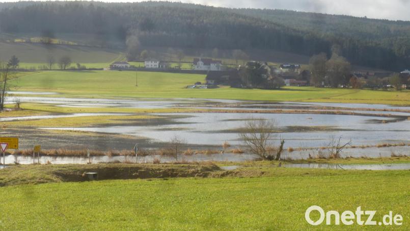 Die Schwarzach bei Schönau hat sich ausgedehnt. Bild: mad