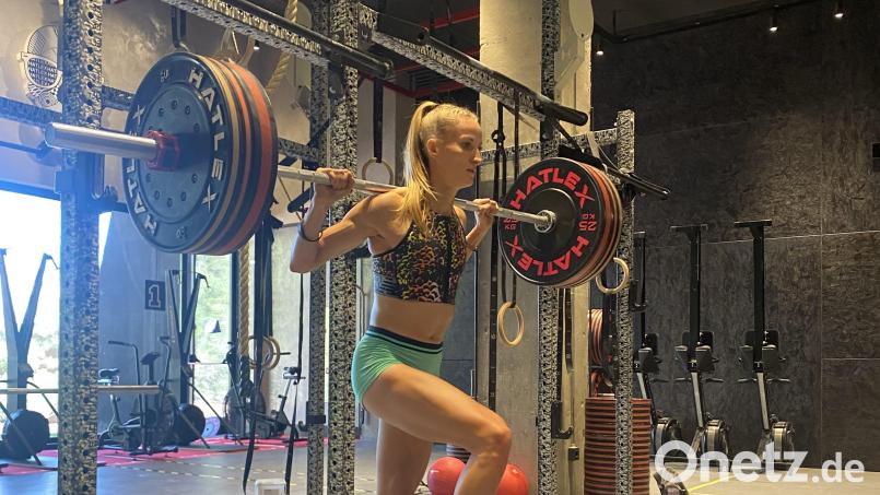 Corinna Schwab an der Langhantel Krafttraining auf Gran Canaria ist angesagt. Bild: Schwab