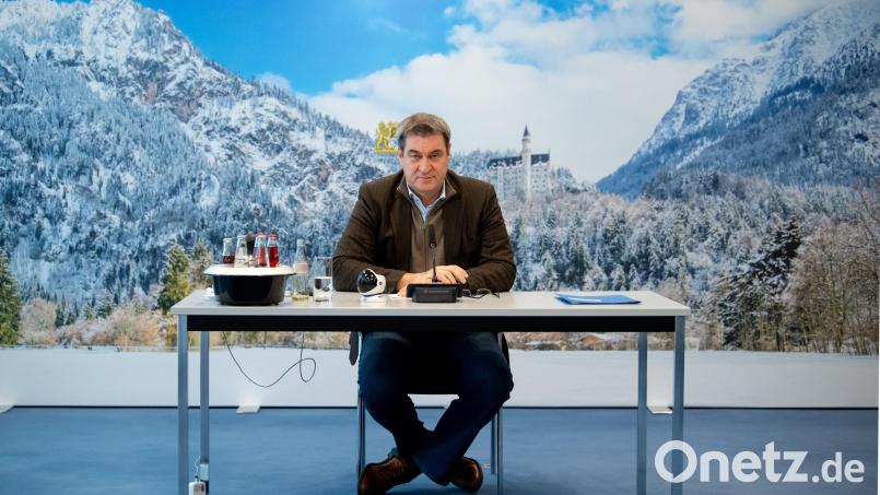 Markus Söder vor der Kabinettssitzung. Der Ministerpräsident setzt nun auf Öffnungen. Bild: Sven Hoppe
