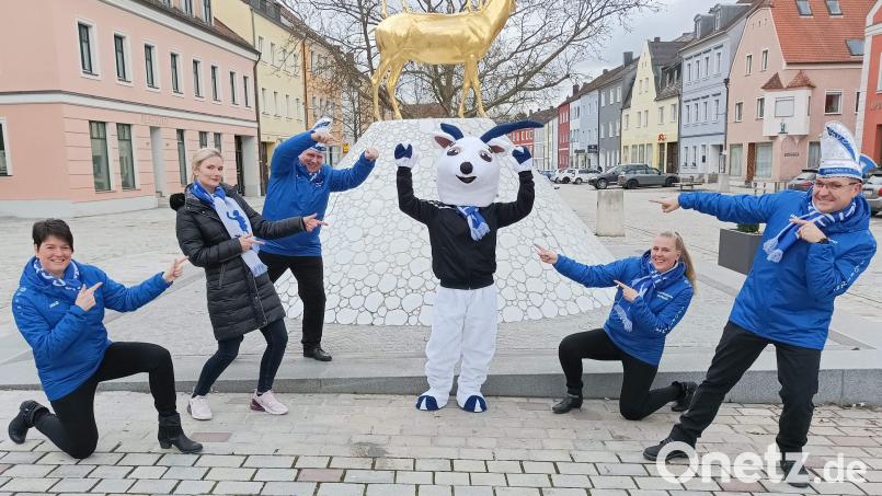 Das Maskottchen der Narrhalla Hirschau heißt Monti. Der Vorstand entschied sich unter 25 Einsendungen für den Vorschlag von Anna Lena Kuhr (von links): Präsidentin Regina Merkl, Anna Lena Kuhr, Hofmarschall Martin Merkl, Maskottchen Monti, Vizepräsidentin Michaela Meier und Elferrat Sandro Gärtner. Bild: u