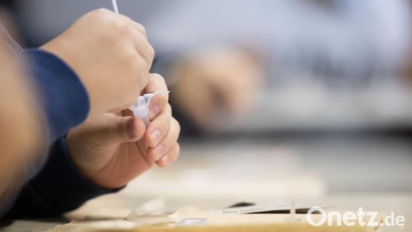 Ein Schüler macht einen Corona-Schnelltest. Foto: Sebastian Gollnow/dpa/Illustration Bild: Sebastian Gollnow
