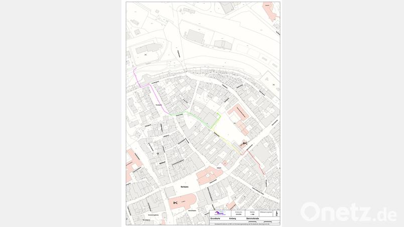 Plan der Baumaßnahme Innenstadt Amberg zum Erhalt der sicheren Versorgung mit Strom Bild: Stadtwerke Amberg Versorgungs GmbH/exb