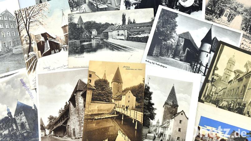 Karten aus der Sammlung von Dieter Weiß zeigen, wie sehr sich Amberg an manchen Stellen verändert hat – zum Beispiel in der Mühlgasse. Dort, wo heute die Straße verläuft, floss bis 1934/35 noch die Vils. Bild: Petra Hartl