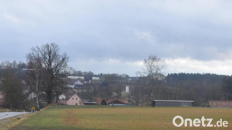 Von der Kreisstraße aus Richtung Pfaffenreuth kommend ist rechts das Bauvorhaben der Antragsteller geplant, dem der Gemeinderat Püchersreuth nicht zustimmt. Bild: fz