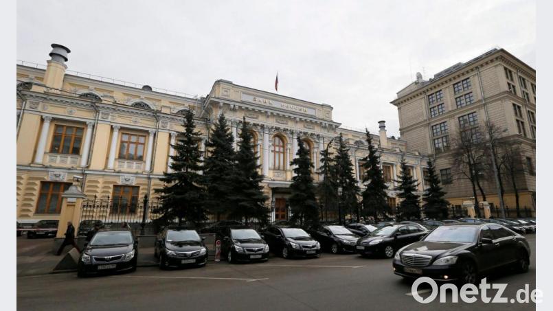 Eine Außenansicht des Gebäudes der russischen Zentralbank in Moskau. Bild: Yuri Kochetkov/EPA/dpa/Archivbild