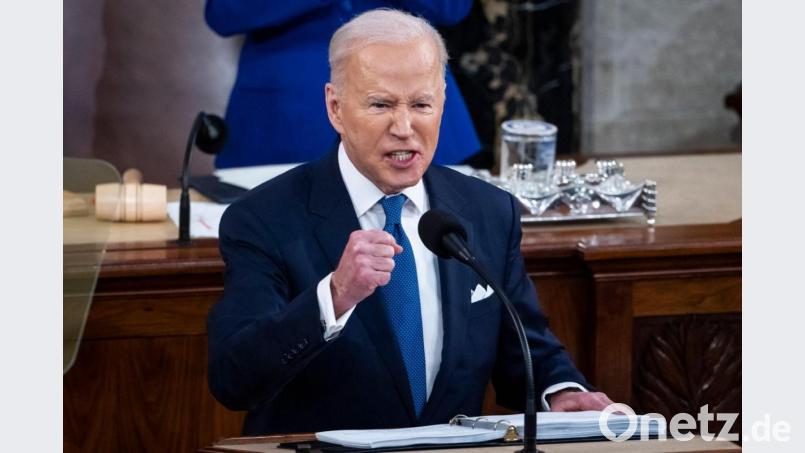 Joe Biden während seiner Rede Rede zur Lage der Nation im Kapitol. Bild: Jim Lo Scalzo/epaAP/dpa