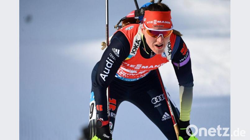 Olympiasiegerin Denise Herrmann gewann den Sprint in Kontiolahti. Bild: Vesa Moilanen/Lehtikuva/AP/dpa