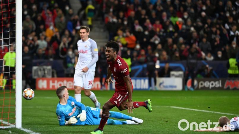 Im Achtelfinal-Hinspiel traf Kingsley Coman in Salzburg für den FC Bayern München. Bild: Sven Hoppe/dpa