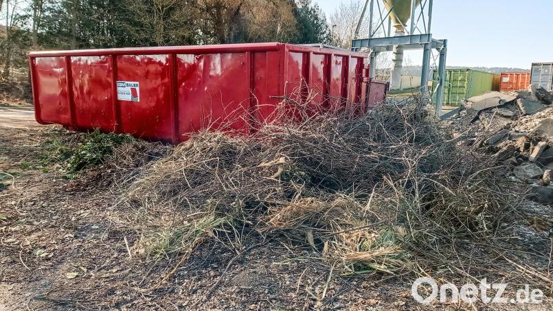 Nachdem der Container zum Entleeren weggefahren worden war, kippten Gartenbesitzer ihre Abfälle einfach auf das Gelände. Dabei wurden auch Plastikbehältnisse mit entsorgt. Bild: fpoz