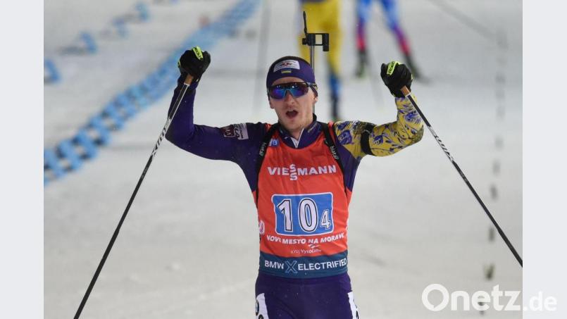Rief mit einem emotionalen Post aus seinem Kriegsdienst viele Reaktionen aus der gesamten Biathlon-Welt hervor: Dmytro Pidrutschnji. Bild: Josef Vostárek/CTK/dpa