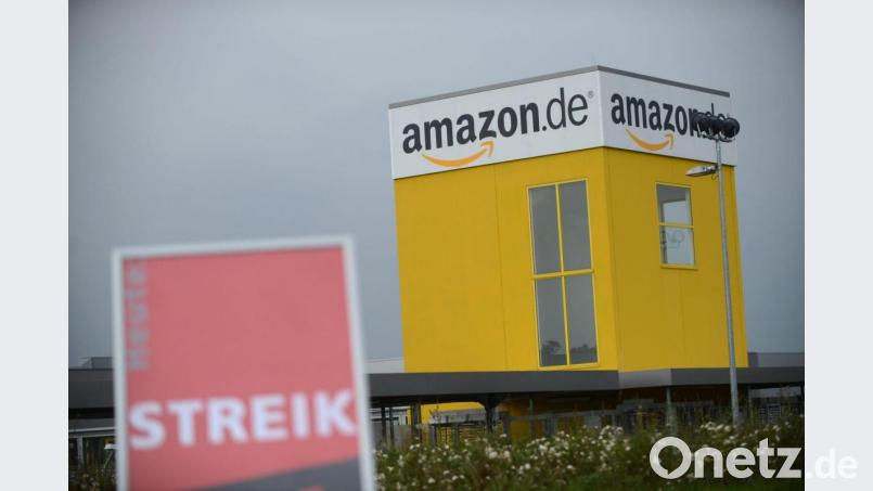 Das Logistik-Zentrum von Amazon in Bad Hersfeld wird bestreikt. Bild: Uwe Zucchi/dpa