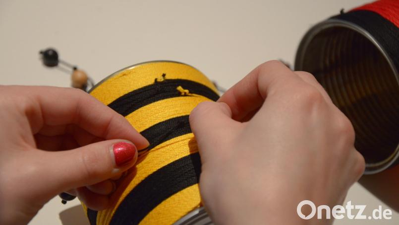 Für die Tierbeinchen einfach sechs Fäden an die Insekten-Dose binden. Bild: aja