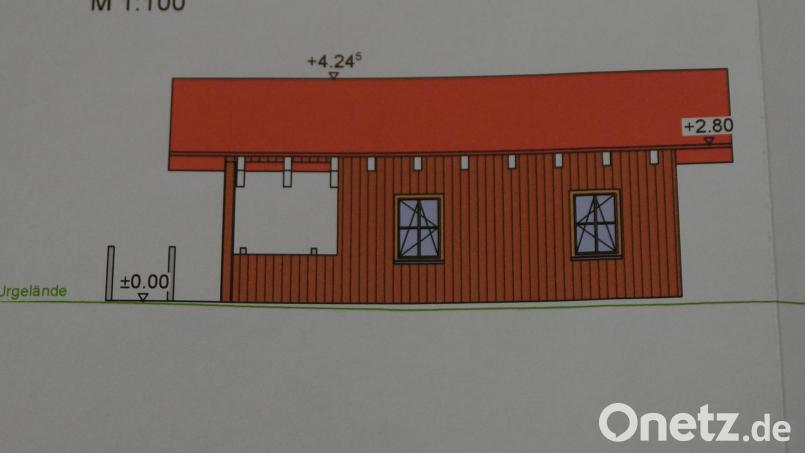 So sieht das erweiterte Bushäuschen auf dem Plan des Ingenieurbüros Posel, Cham, aus. Auf dem Areal des Dorfweihers in Kiesenberg platziert, dient es durch Möblierung mit Tisch und Eckbank auch als Treffpunkt für die Bevölkerung. Bild: wel