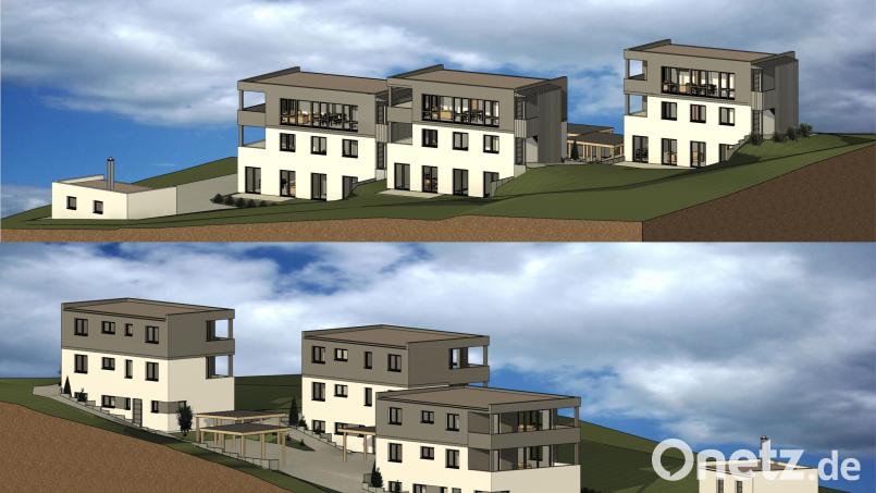 Am Flosser "Sonnenhang" entstehen nicht nur Einfamilienhäuser, sondern auch Mehrfamilienhäuser. Diese baut ein Vohenstraußer Bauunternehmen. Fertigstellung soll Mitte 2023 sein Bild: Josef Reger Wohnbau GmbH/ exb