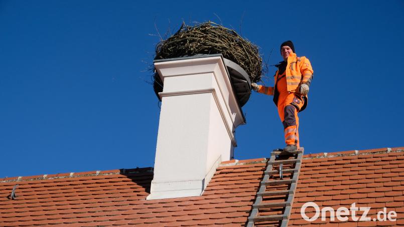 Schöne Aussichten für die Speinsharter: Auf dem Kamin des Klostergasthofes soll der Klapperstorch ein bequemes Zuhause finden und möglichst viele junge Familien &quot;beglücken&quot; Bild: do