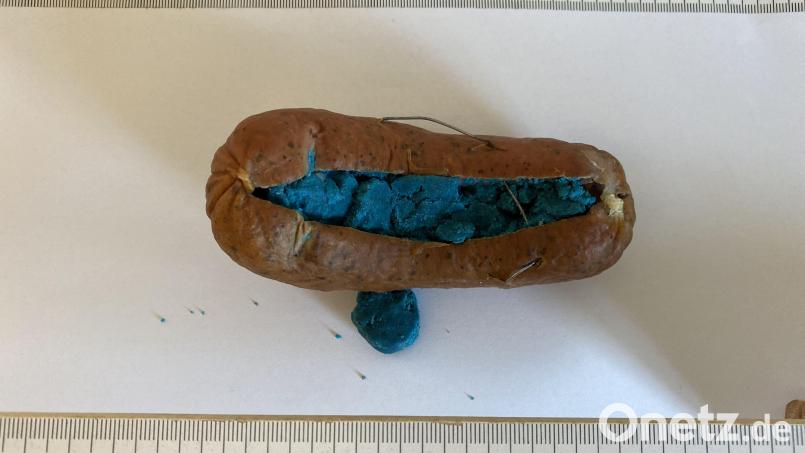 Diesen Giftköder fand eine Frau aus Bodenwöhr in ihrem Garten. Bild: Horch/Polizeiinspektion Neunburg vorm Wald/exb