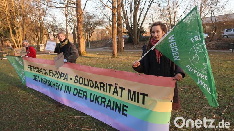 Fridays for Future-Aktivisten protestieren auch in Weiden gegen den Krieg in der Ukraine. Bild: Kunz