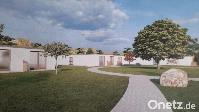 Diese Animation des Investors zeigt einige der sieben Häuser, die im Bungalow-Stil gebaut werden. Bild: R &amp; K Projektbau/exb