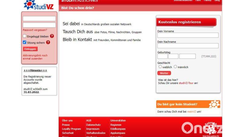 Mach's gut «studiVZ»: Die in die Jahre gekommene Seite soll Ende März vom Netz gehen Bild: Studivz.net/dpa-tmn