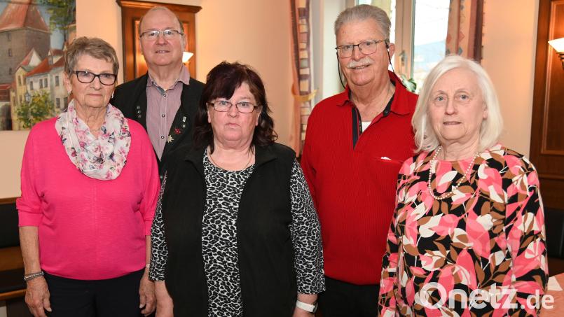 Der neue Vorstand des VdK-Ortsverbands Süd-West: (vorne, von links) Hannelore Meier, Birgit Miheilowitsch und Irene Kugler, (dahinter, von links) stellvertretender Kreisvorsitzender Hans Ludwig und Bernfried Schäfer. Bild: gf