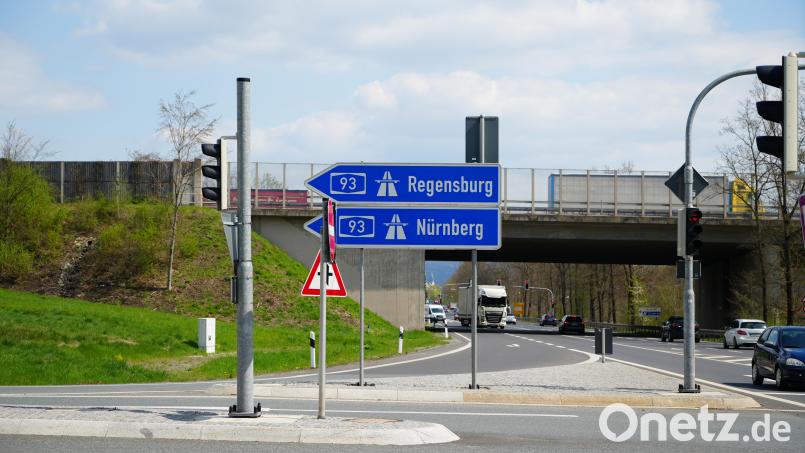 An der Auffahrt von der B470 auf die A93 in Richtung Hof wird ab 2. Mai gebaut. Bild: Meier, Marco