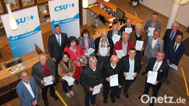 Der Ehrenabend des CSU-Ortsverbandes gehörte eindeutig den langjährigen Mitgliedern. Dabei wurde Olga Luft (Fünfte von links) zum Ehrenmitglied ernannt. Bild: heb