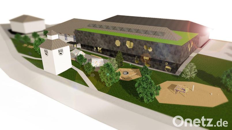 Im März 2020 stellten die Blockhelden zum ersten Mal die Pläne für das Schlachthof-Areal vor. Die Boulderhalle sollte eine Mischung aus Alt- und Neubau sein. Jetzt ist das Gelände soweit hergerichtet, dass mit dem Bau begonnen werden könnte. Der Turm, damals noch Teil des Planes, konnte aus statischen Gründen doch nicht erhalten werden. Bild: Blockhelden/ exb