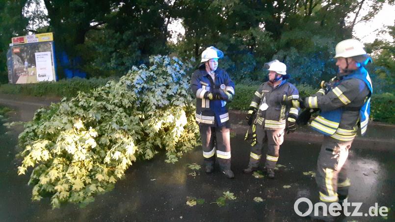 Auch die Feuerwehr in der Oberpfalz - hier in Weiden - hatte wegen des Unwetters gut zu tun. Bild: Kunz