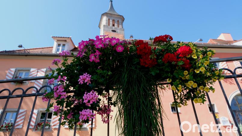 Blumenschmuck verschönert Floß. Bild: le