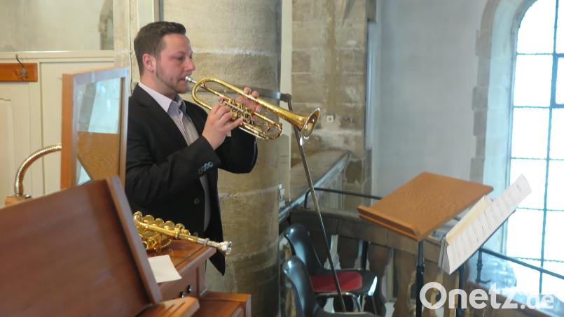 Renè Bauer war der Trompetensolist beim Festgottesdienst an Christi Himmelfahrt in der Stadtpfarrkirche. Bild: jzk