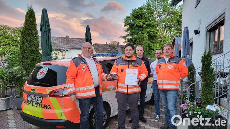 Christian Stahl, Fabian Ritter, Kilian Fraunholz, Stefan Binner und Matthias Dittrich (von links) bei der Urkundenübergabe. Bild: obe