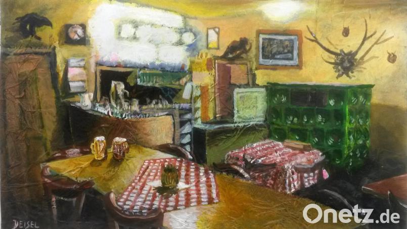 Die Wirtsstube im Gasthaus Zur Landkutsche in Sulzbach-Rosenberg hat Thomas Deisel für sein Buch gemalt. Repro: müb