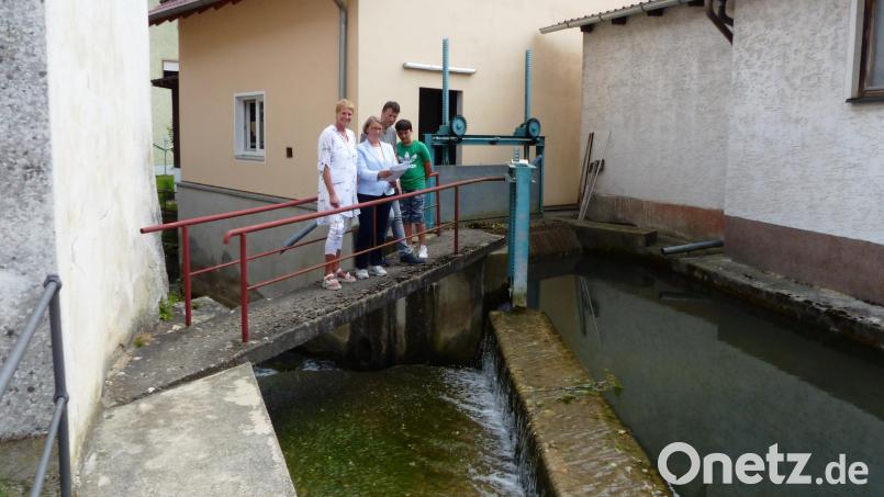 Ortstermin bei den Betreibern der Wasserkraftwerke in Kastl. Am Triebwerkskanal (von links): Dritte Bürgermeisterin Monika Breunig, Bundestagsabgeordnete Susanne Hierl sowie Hubert und Christoph Kerschensteiner – die Kastler „Mittelmühlner“. Bild: jp