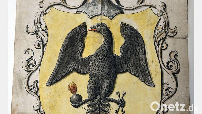 Dieses Tuchscherer-Wappen ist bei Inventarisierungsarbeiten im Stadtarchiv Amberg aufgetaucht. Bild: Thomas Graml, Stadt Amberg/exb
